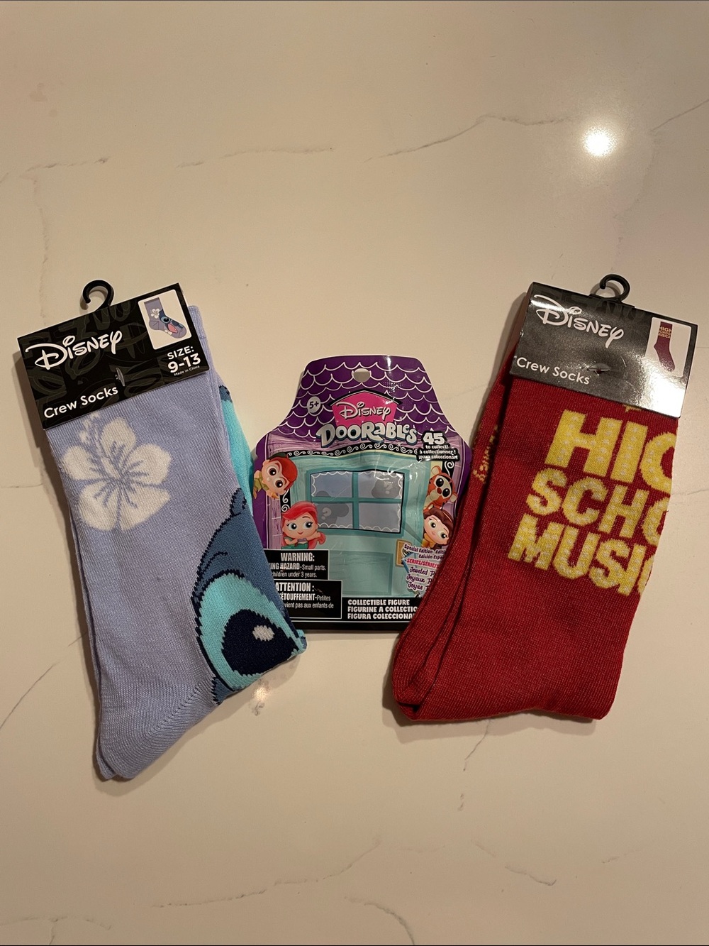 NWT Disney Stitch High School Musical Crew Socks & Doorables Toy Bundle | Women